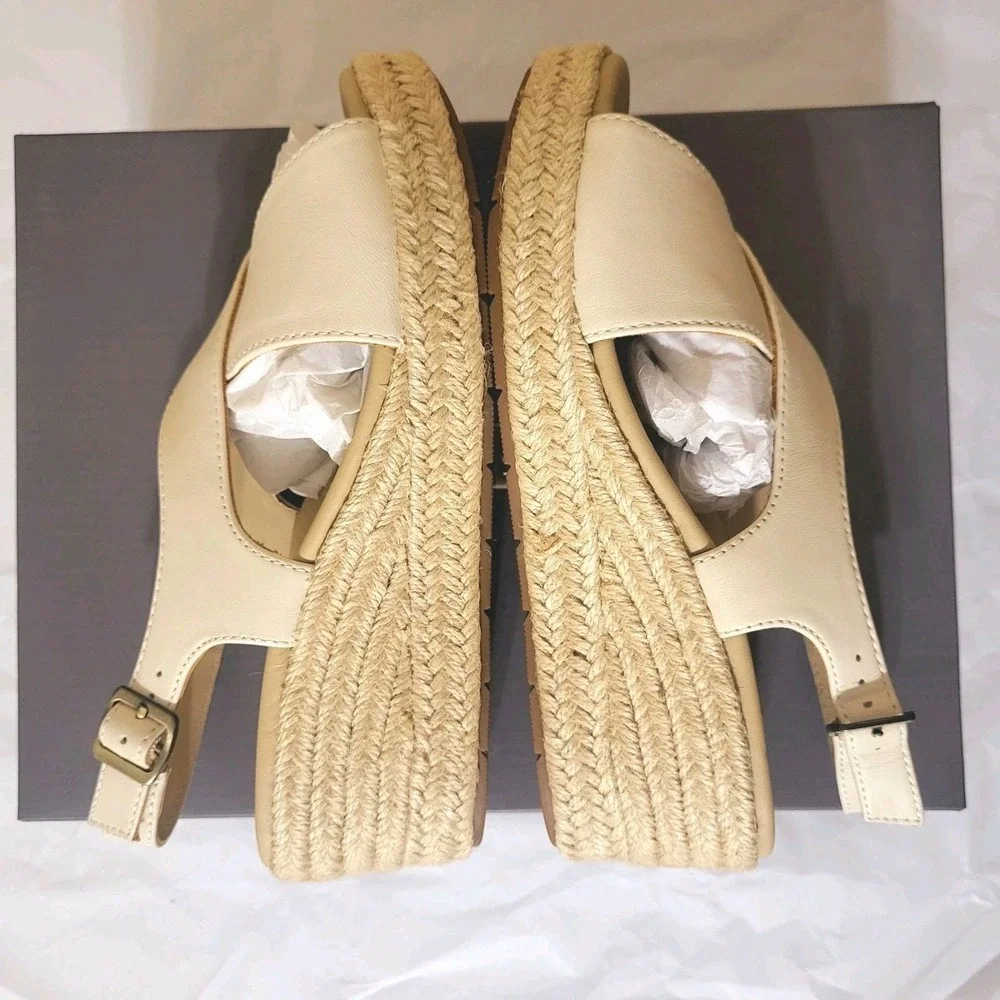 ABEO Riviera Cross Espadrille Sandal‎ Off White Cream New Sz 5 Platform Comfort